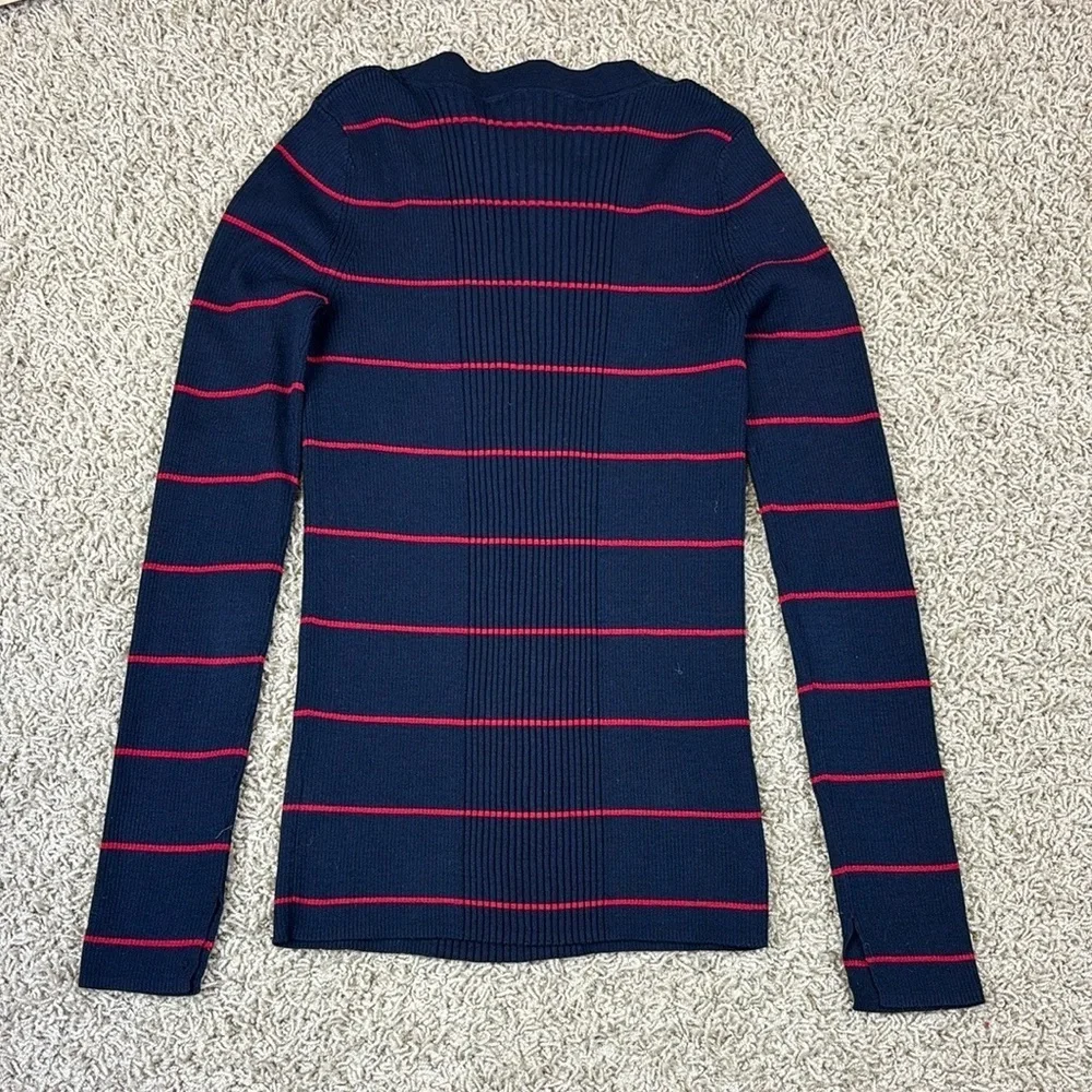 Athleta Bayside navy and red ribbed sweater sz xs - Picture 7 of 7